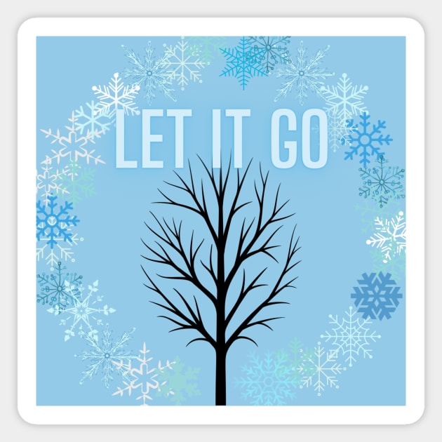 Let it go, let it snow, single tree Sticker by system51